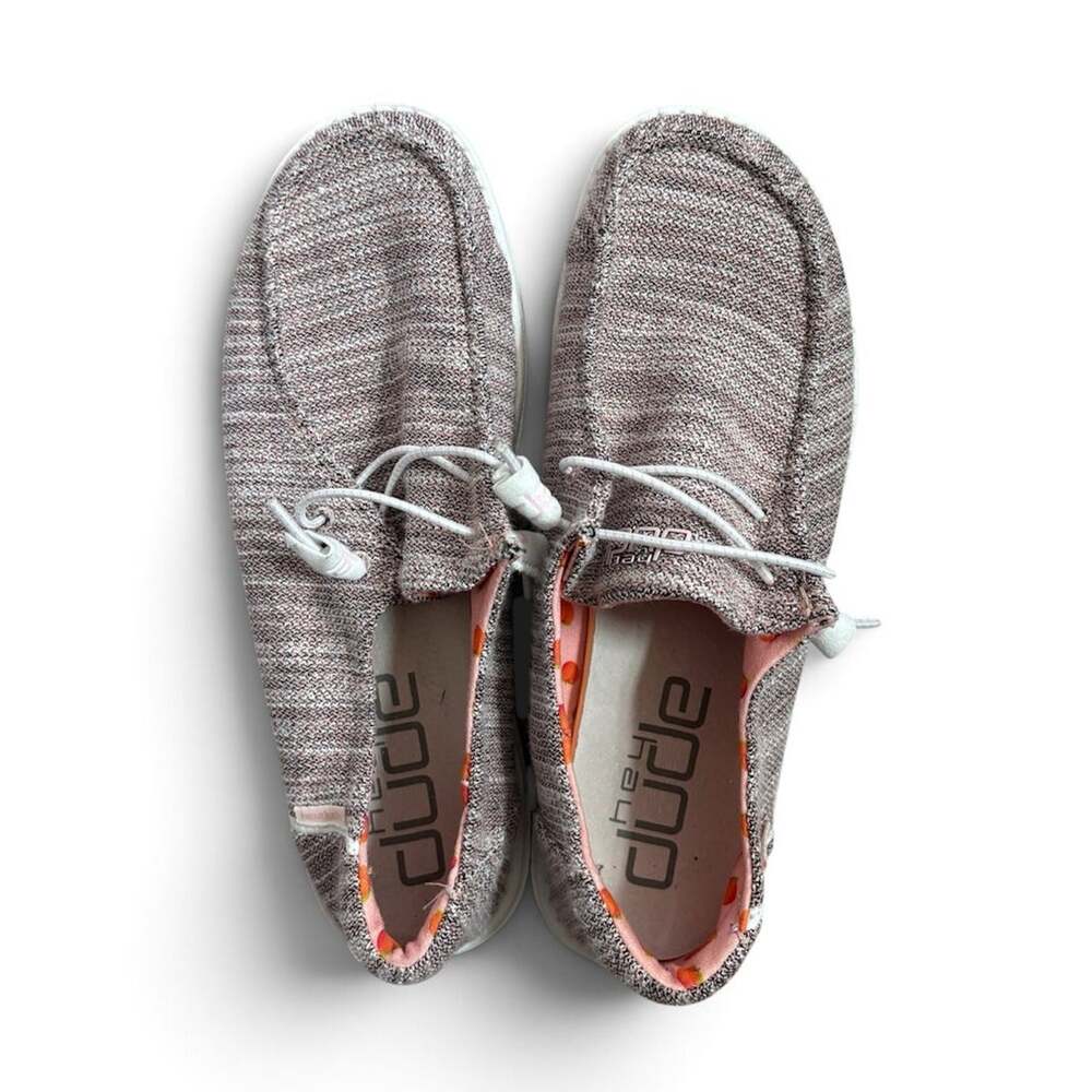 Hey Dude Women's Size 10 Wendy Stretch Peach Bud Casual Sneakers Loafers Gray